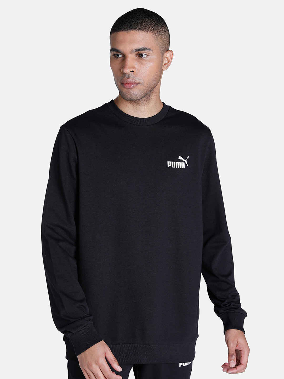 Puma Men Black Essentials Logo Regular Fit Cotton Regular Fit Sweatshirt