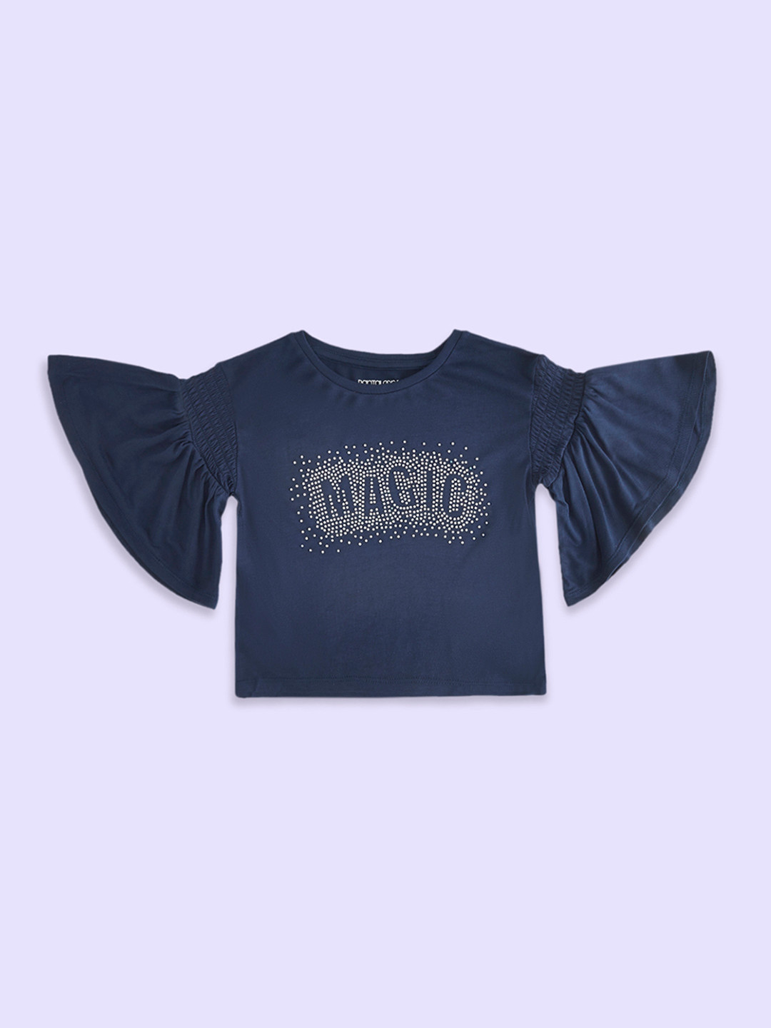 Pantaloons Junior Girls Navy Blue Typography Printed Cotton T-shirt