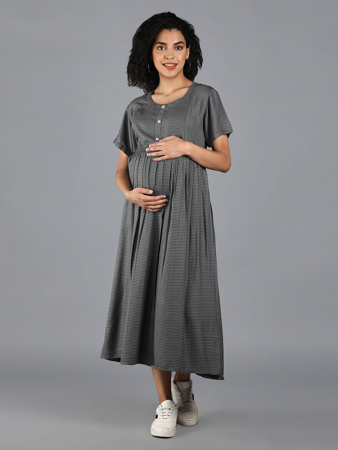 NIGHTSPREE Grey Maternity Empire Maxi Dress
