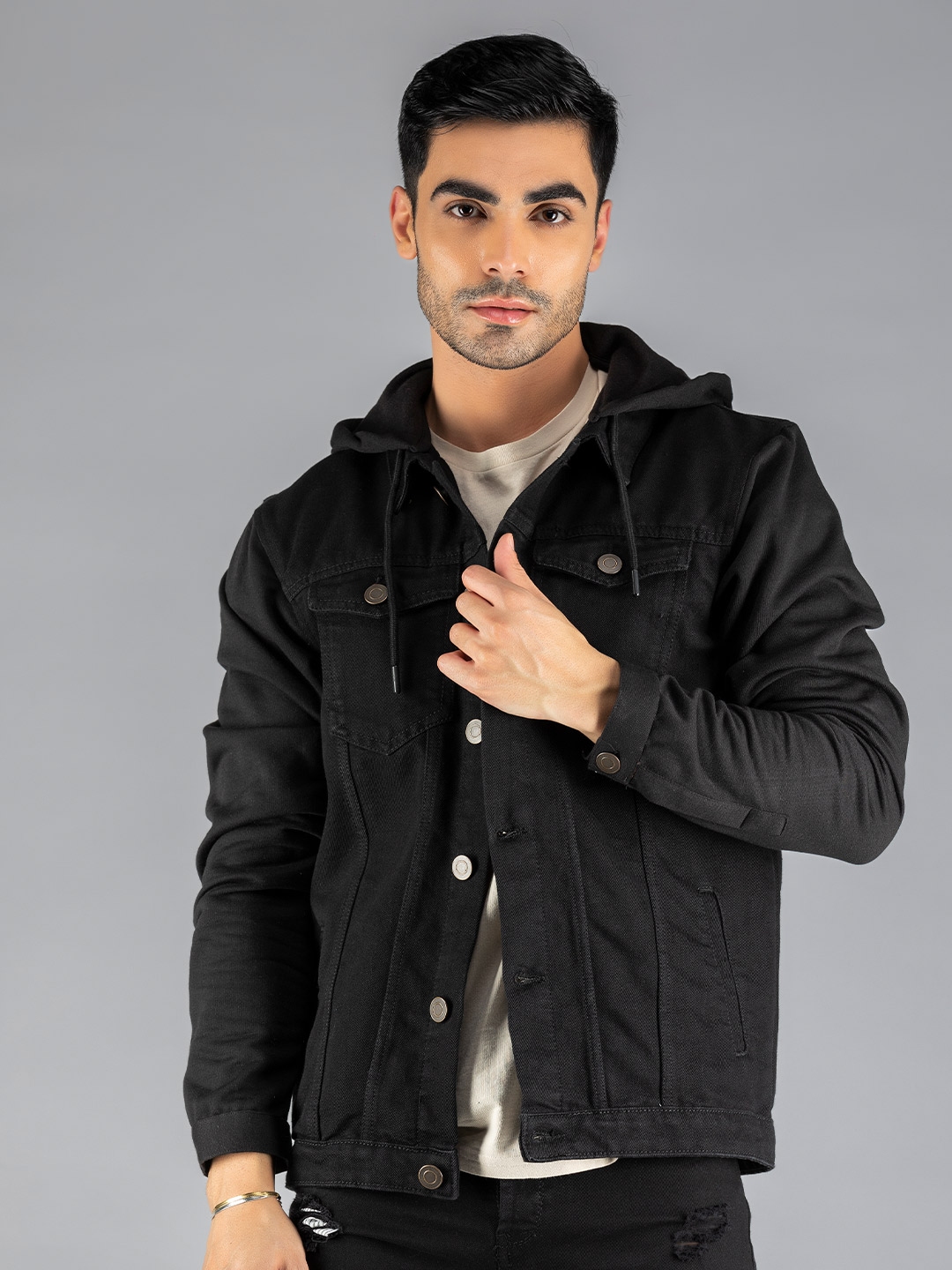 Lightweight black cheap denim jacket