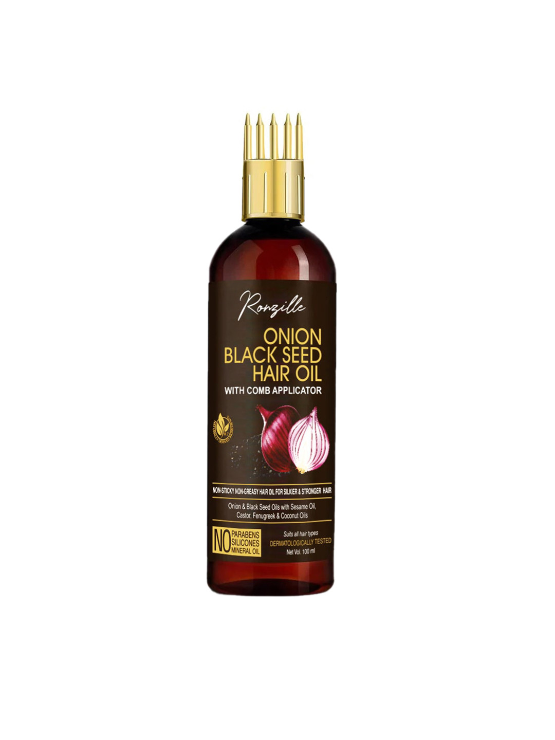 Ronzille Onion Black Seed Hair Oil with Comb Applicator - 100 ml