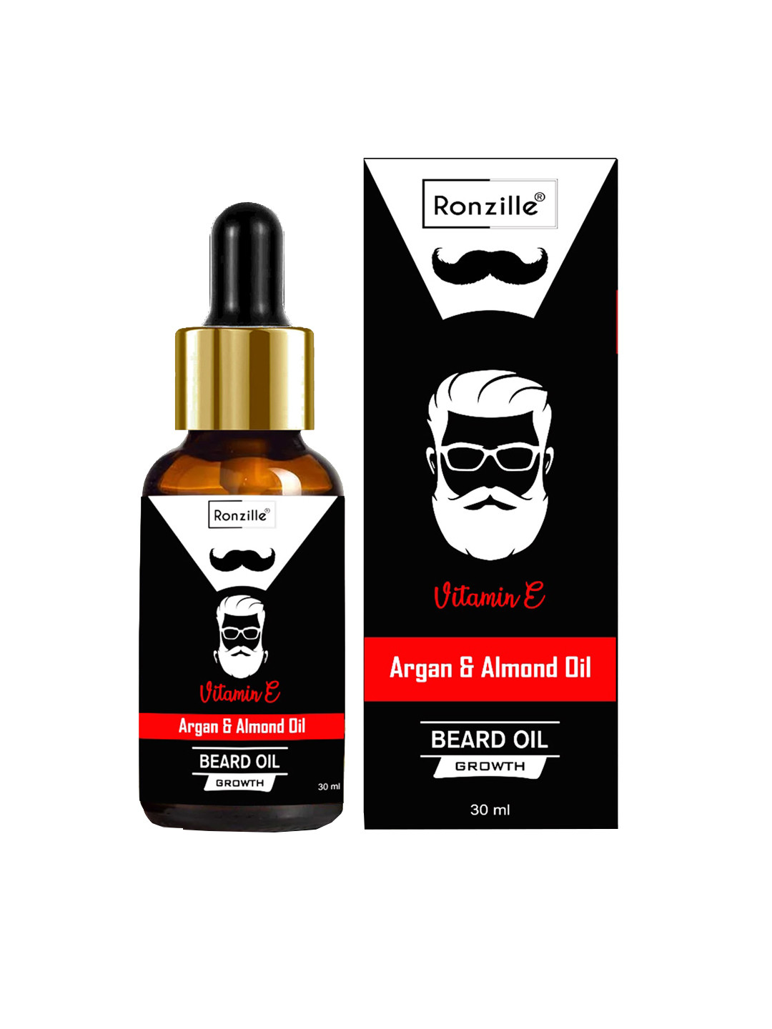 Ronzille Vitamin E Beard Growth Oil with Argan & Almond Oil - 30 ml