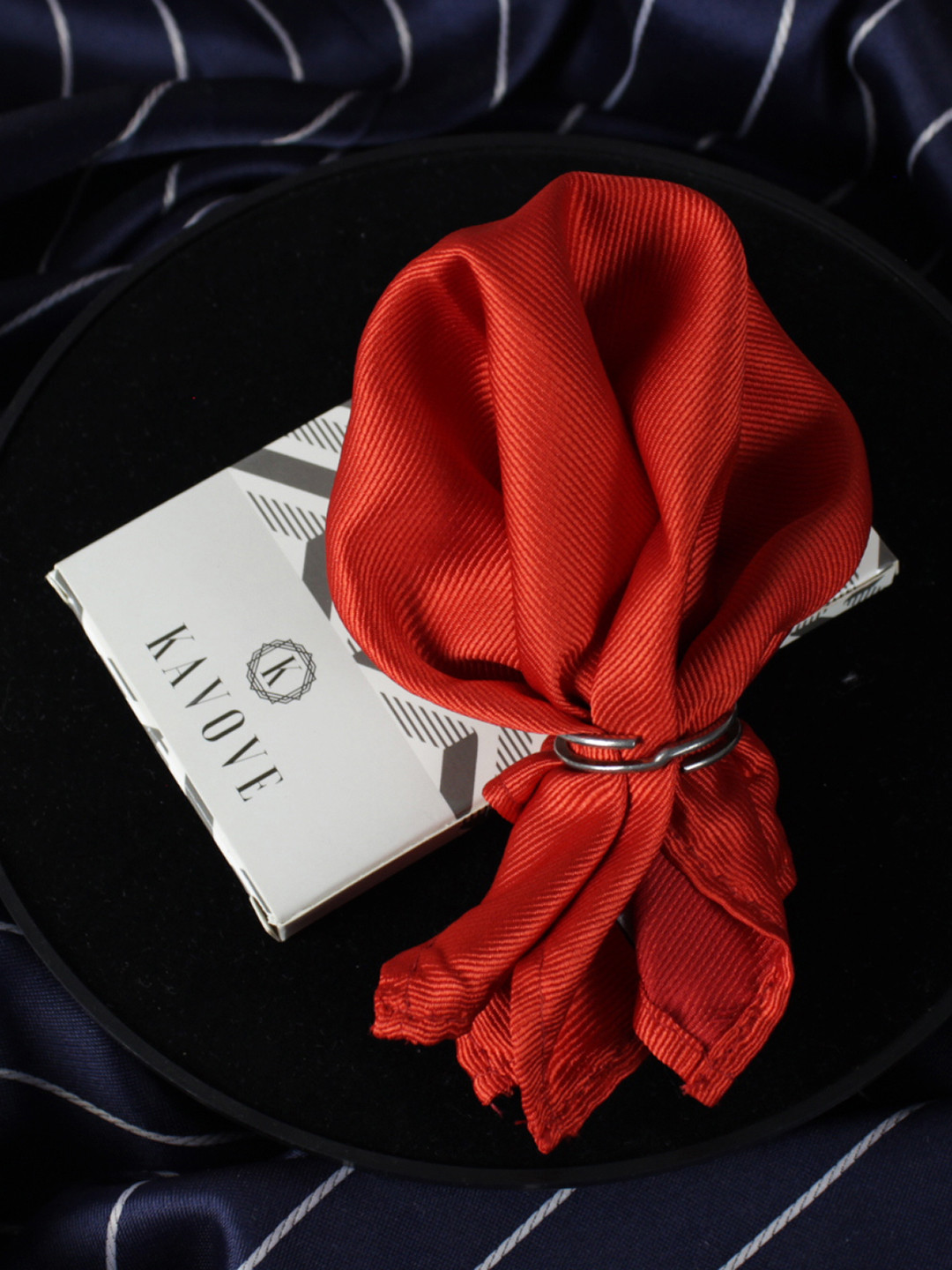 Kavove The Midnight Red Pocket Square