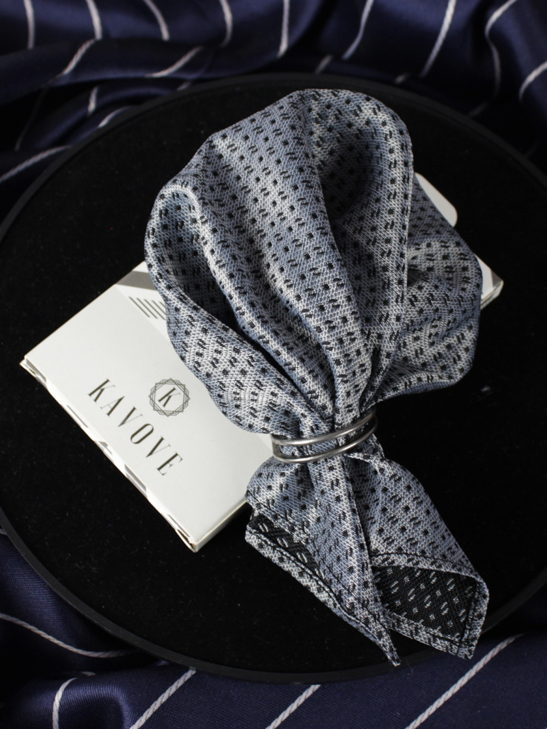 Kavove The Artistry Grey Abstract Printed Pocket Square