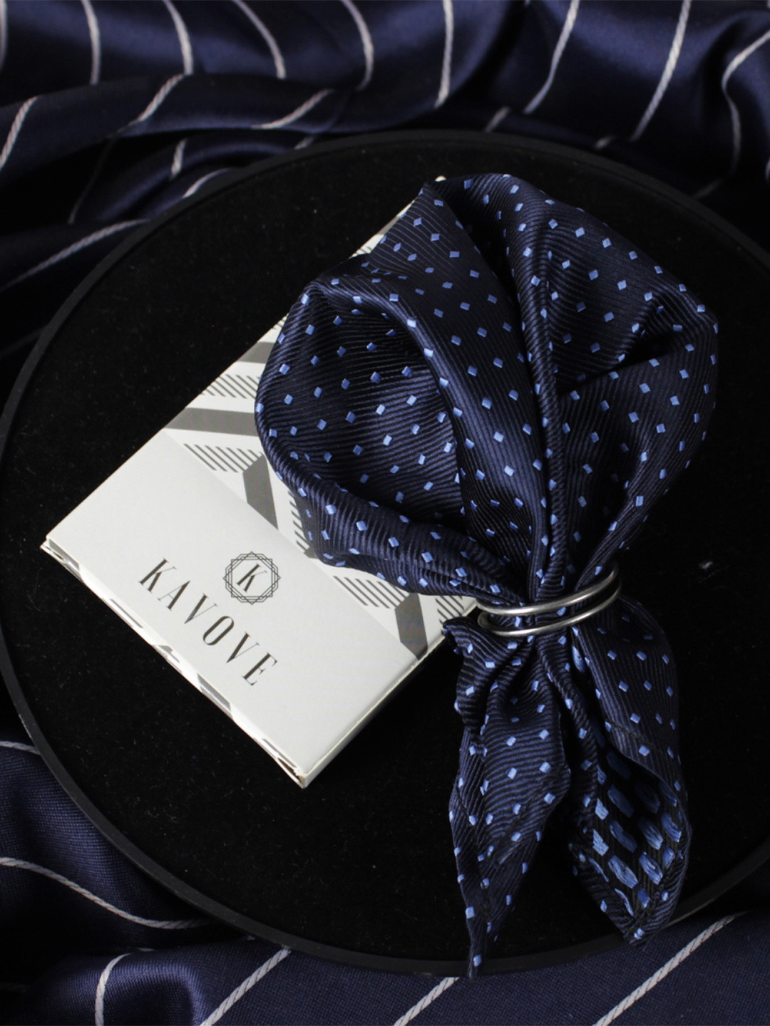 Kavove The Intellect Dash Blue Abstract Design Pocket Square