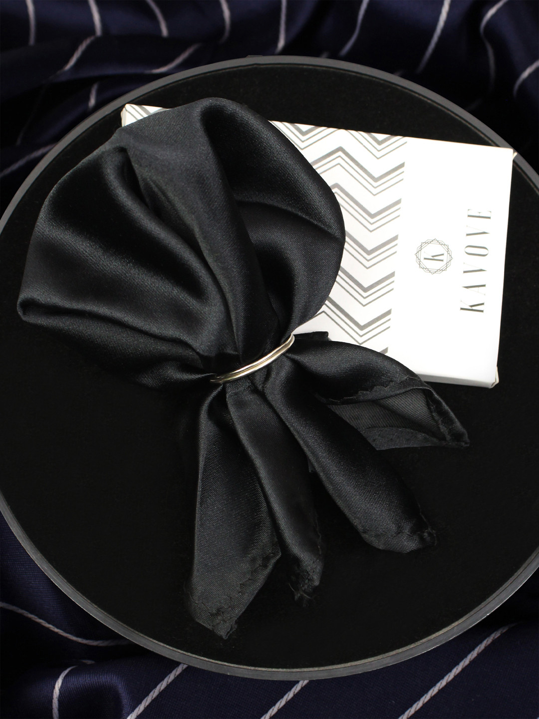 Kavove Black Pocket Square
