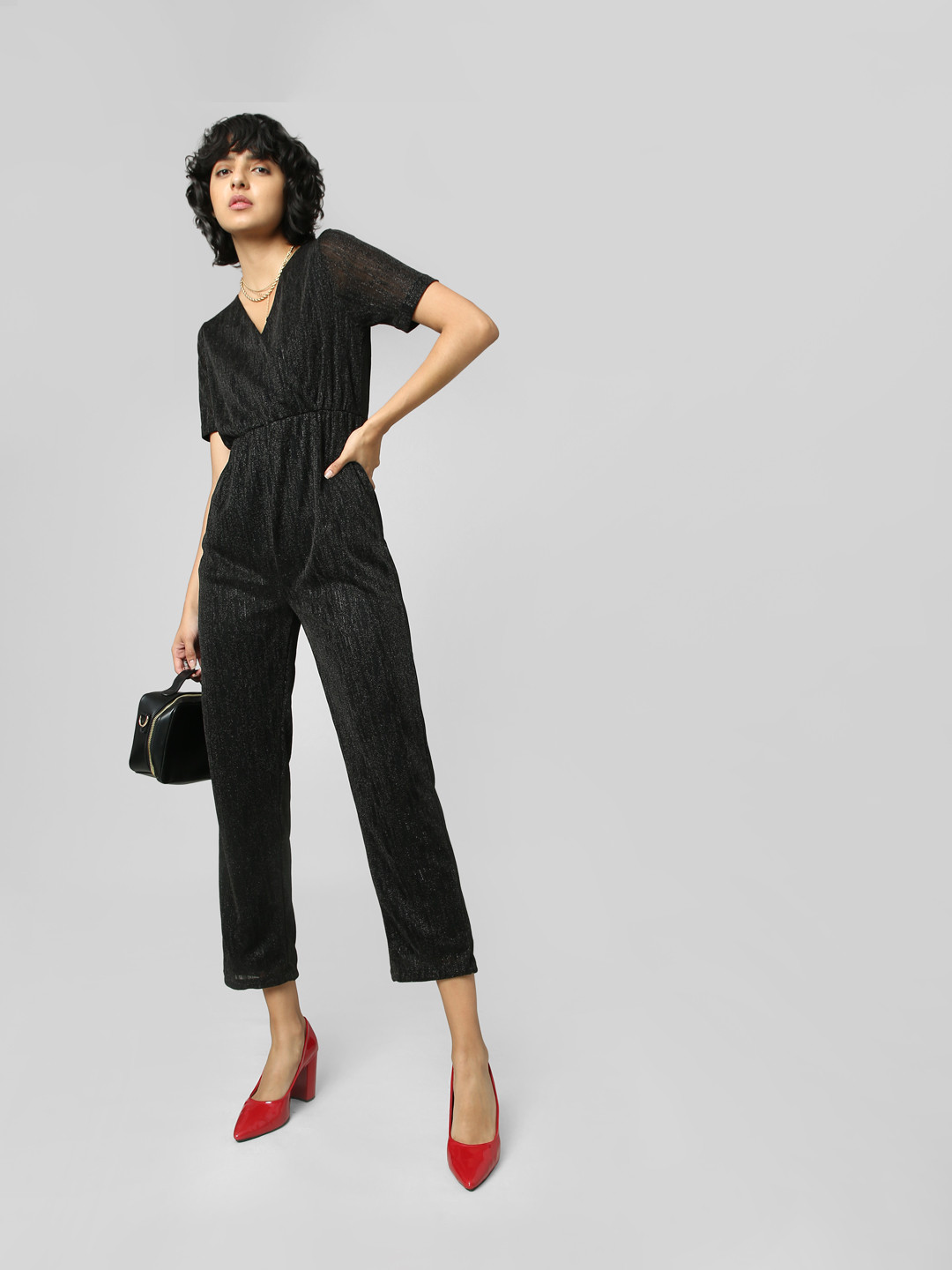 ONLY Black Solid Basic Jumpsuit