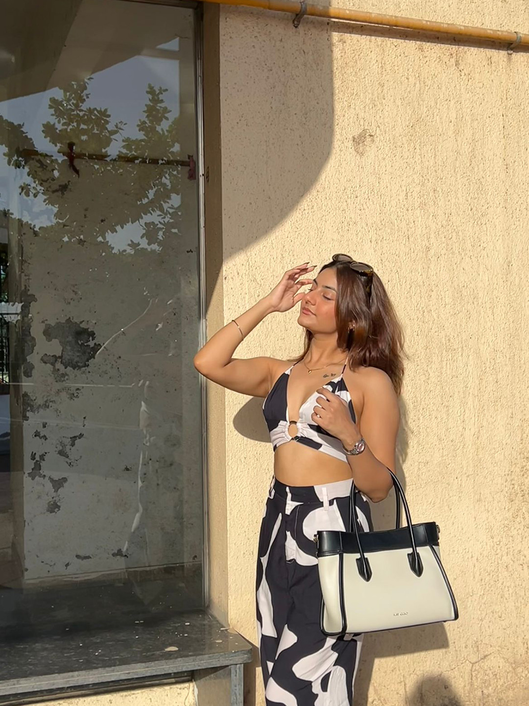 MIRAGGIO Harmony Ivory Handbag with Detachable Crossbody Sling Strap