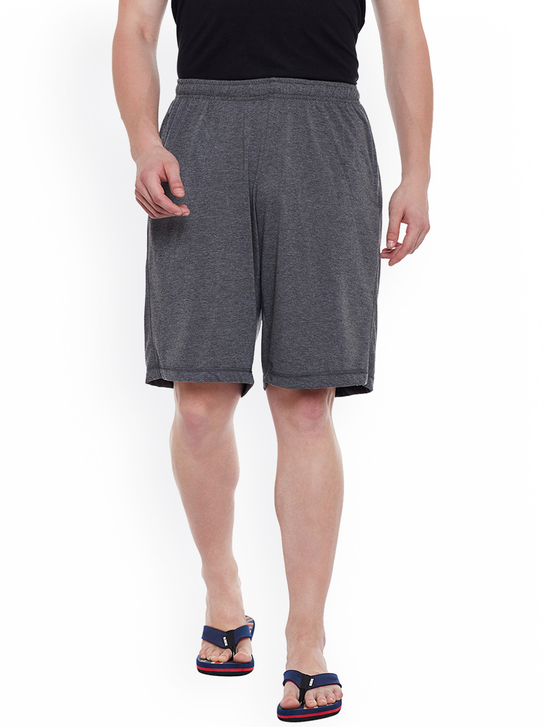 MACK JONNEY Men Charcoal Grey Solid Lounge Shorts