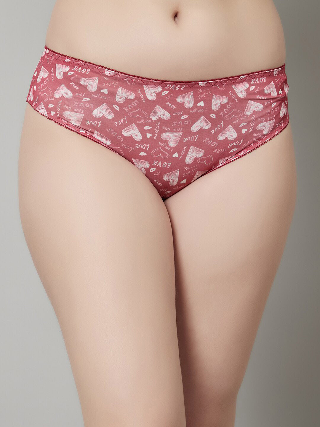 PrettyCat Women Red Love Printed Bikini Briefs