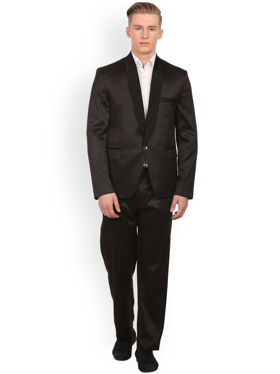 Wintage Black Single-Breasted Regular Fit Party Suit