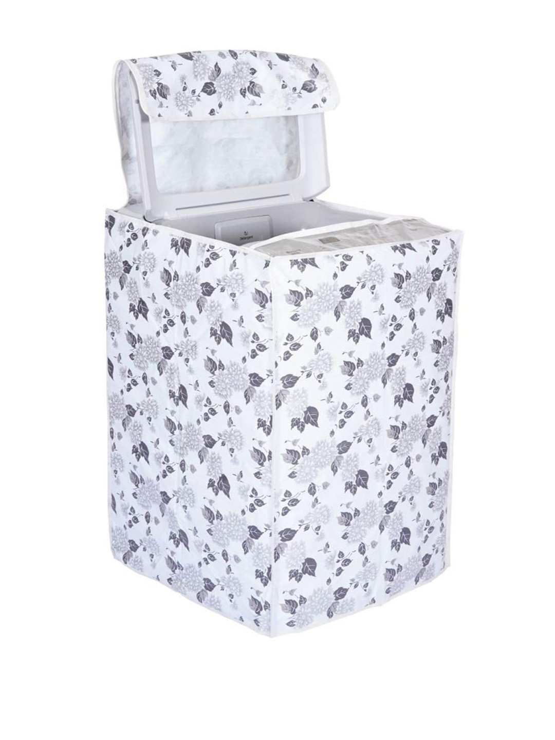 DALUCI White & Grey Floral Printed Top Load Washing Machine covers