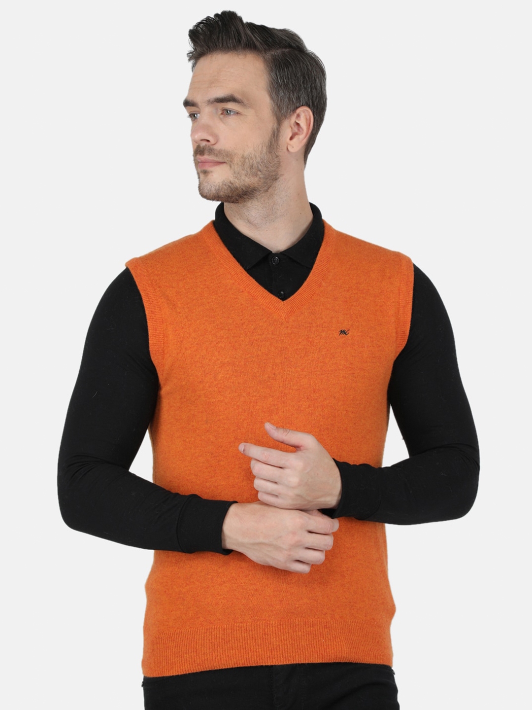 Orange sweater vest mens best sale