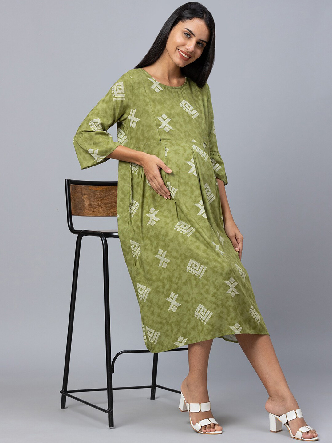 AV2 Green Maternity A-Line Dress