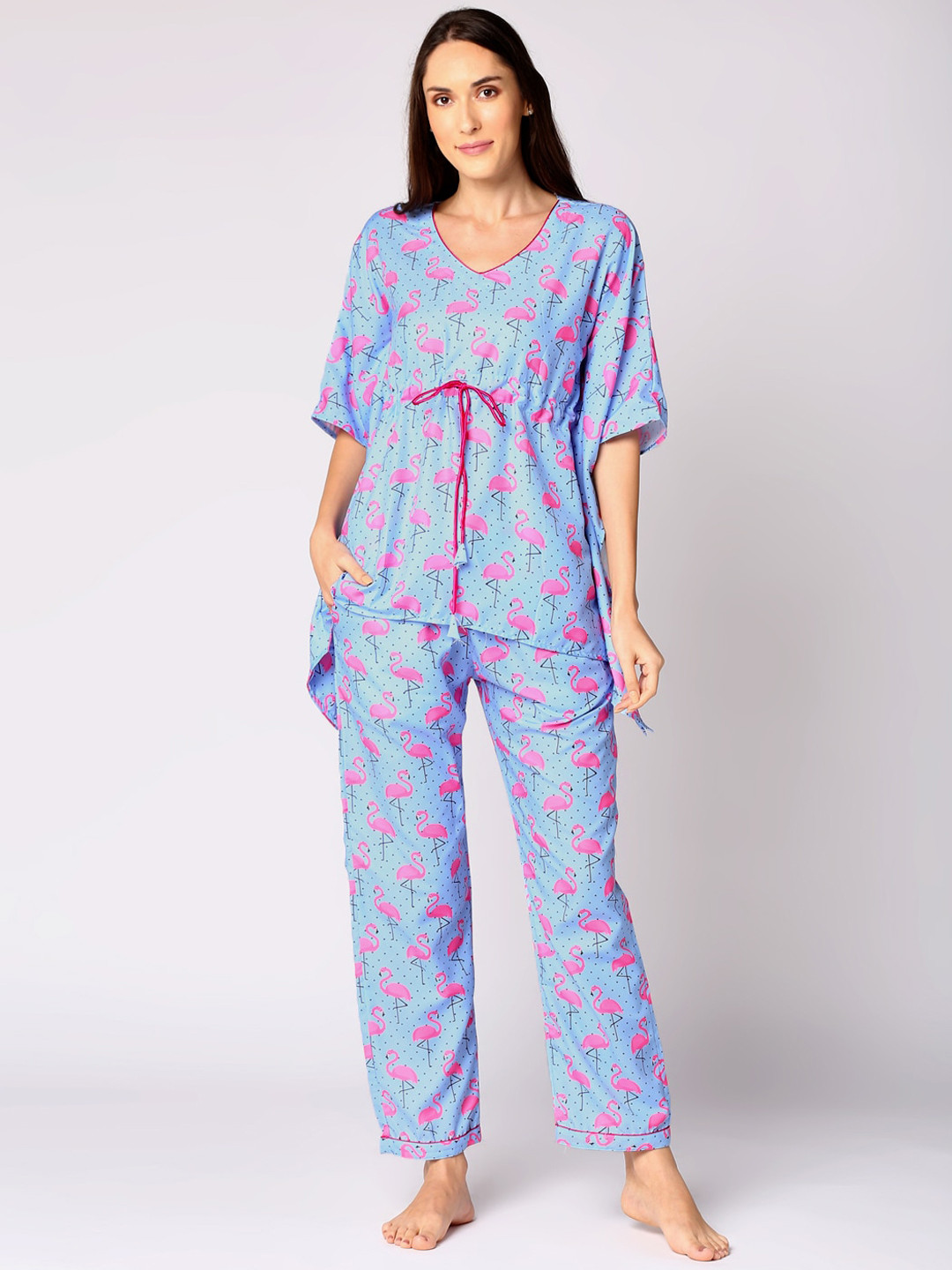 Pyjama Party Women Purple & Pink Printed Night suit