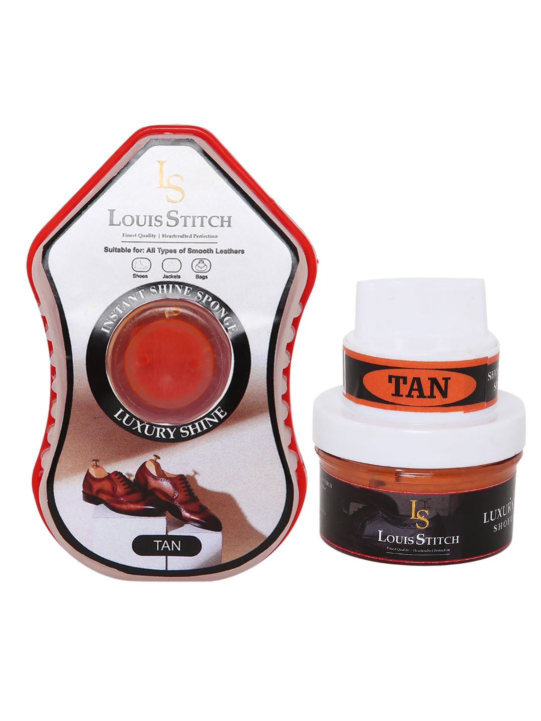 LOUIS STITCH Men Tan Brown Shoe Shiner Sponge & Shoe Shiner Liquid