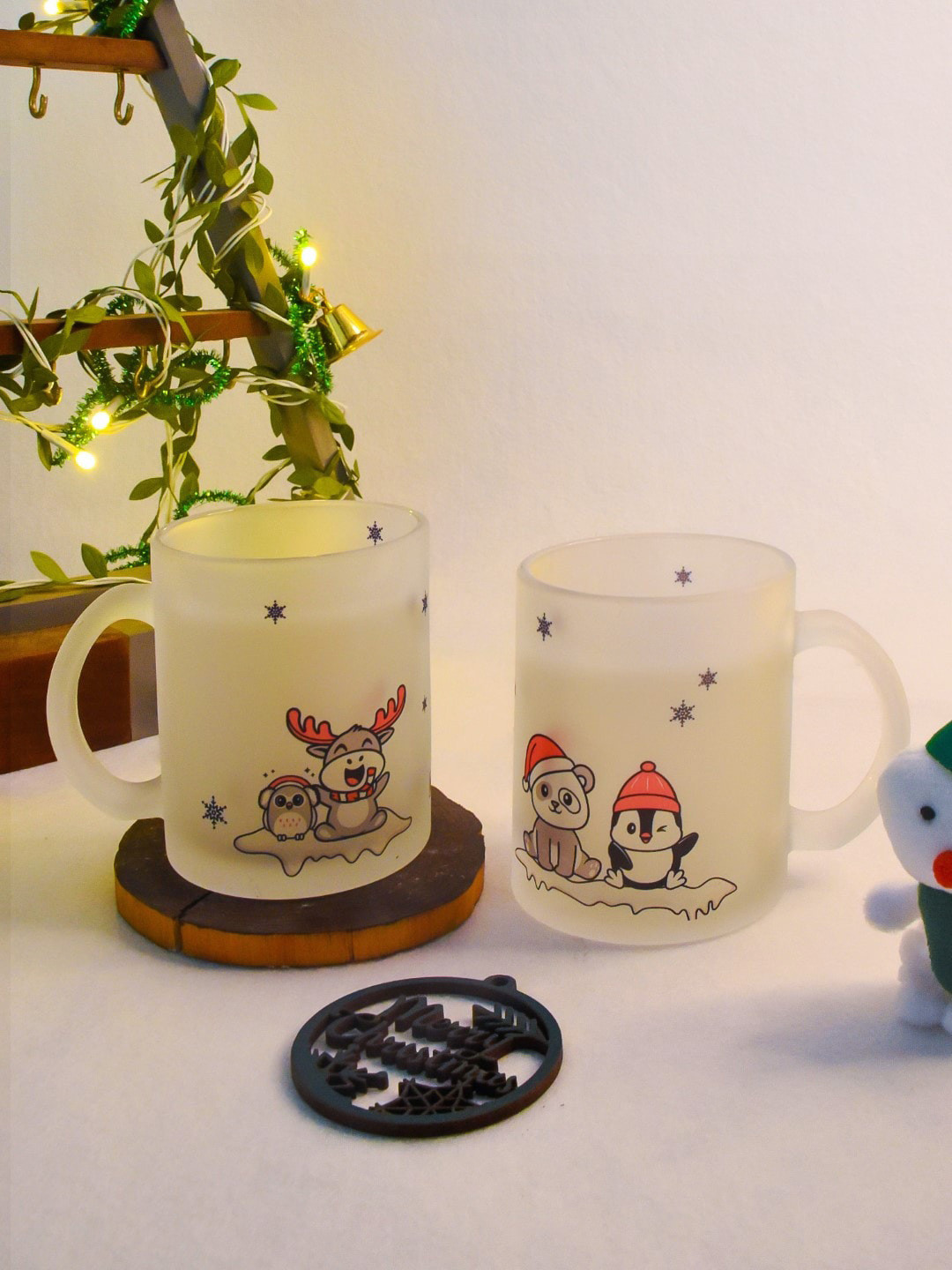 Indigifts Thank You White Conversational Glass Microwave Safe 2 Piece Mugs-325ml