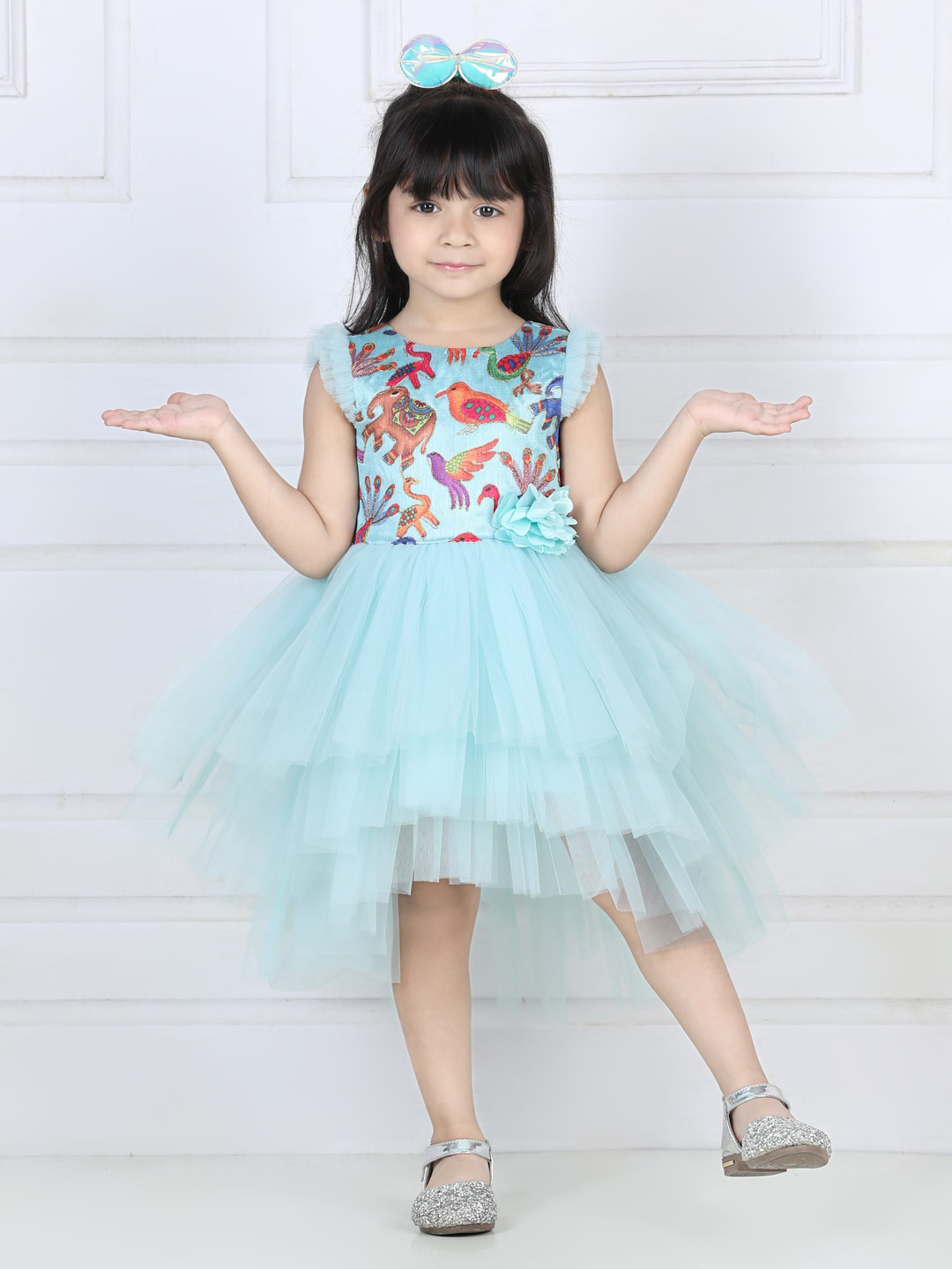 Toy Balloon kids Blue Floral Net Dress