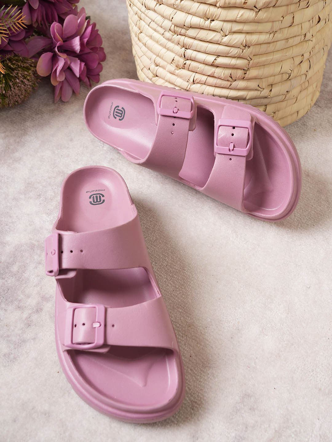 MOZAFIA Women Rose Rubber Sliders