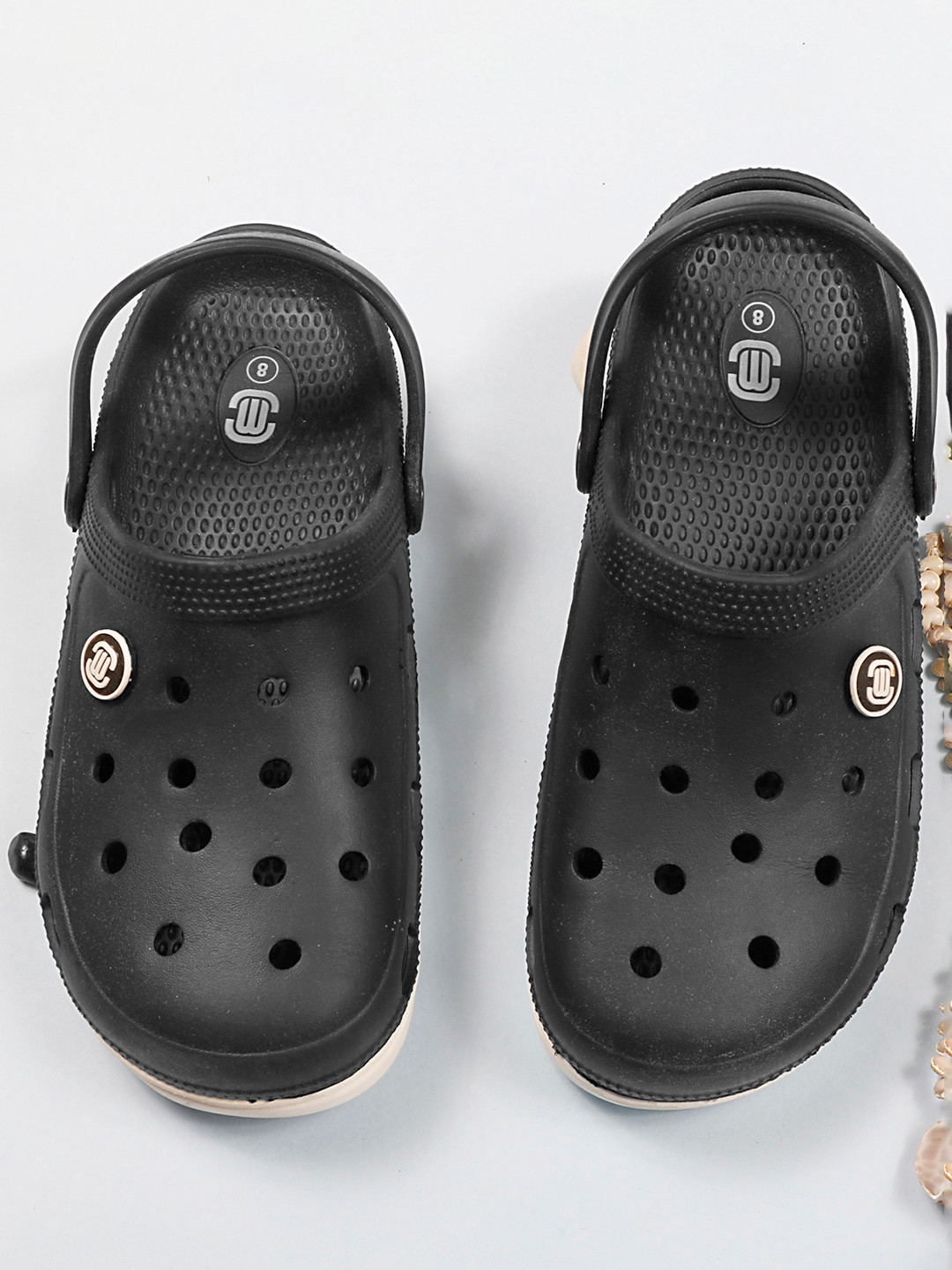 MOZAFIA Men Black & White Clogs