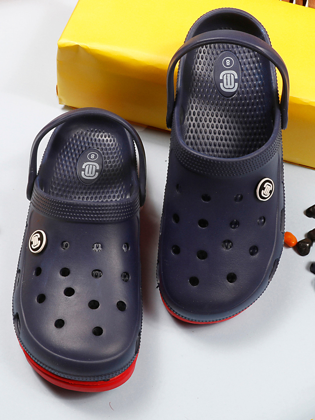 MOZAFIA Men Navy Blue & Red Clogs