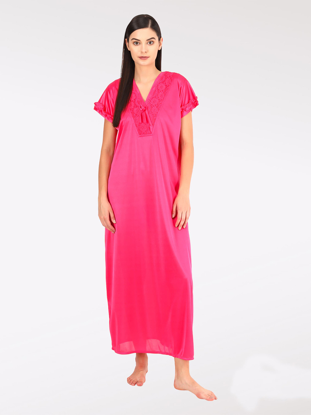 SEPHANI Pink Satin Maxi Nightdress