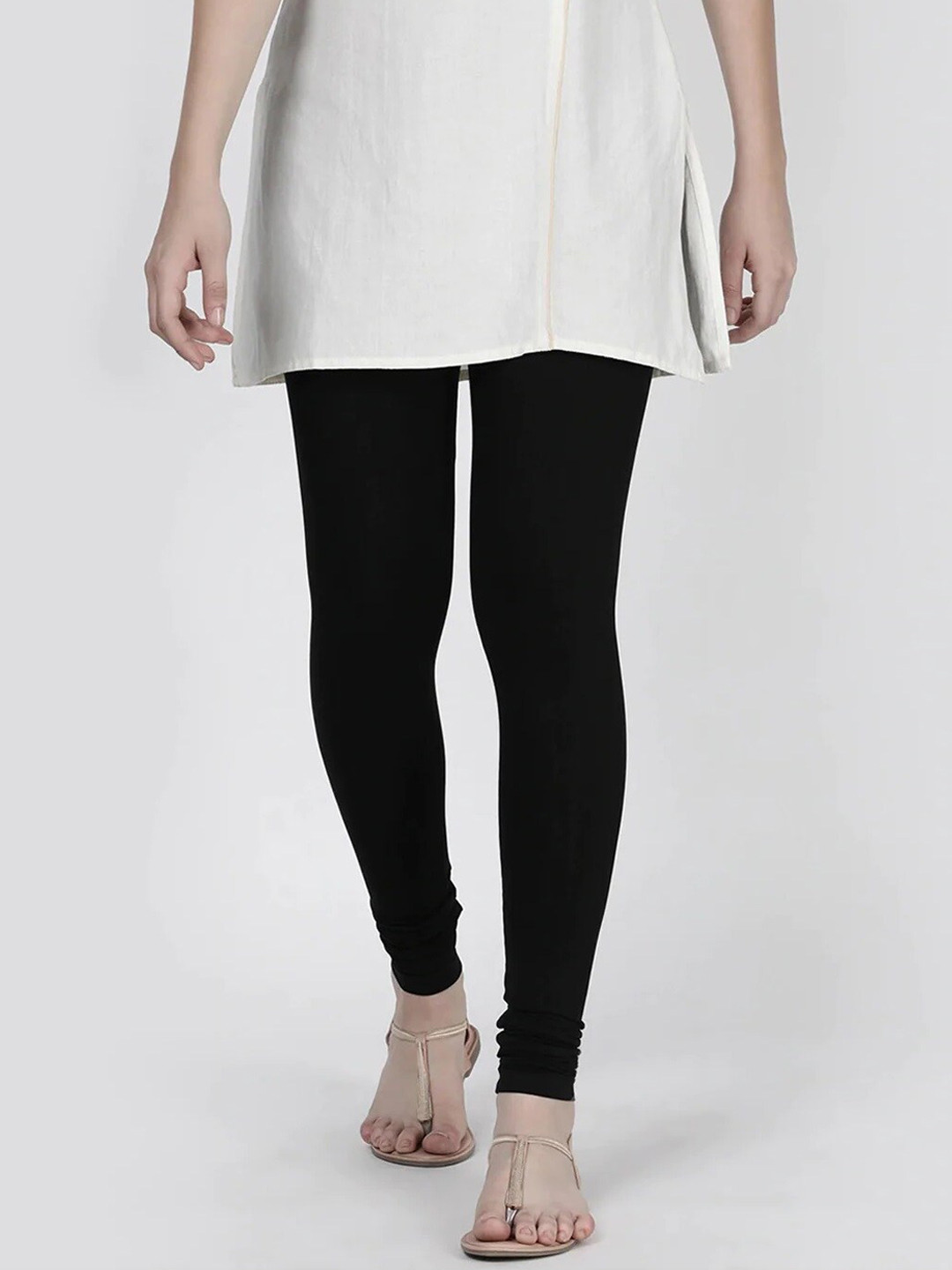 TWIN BIRDS Black Churidar-Length Leggings