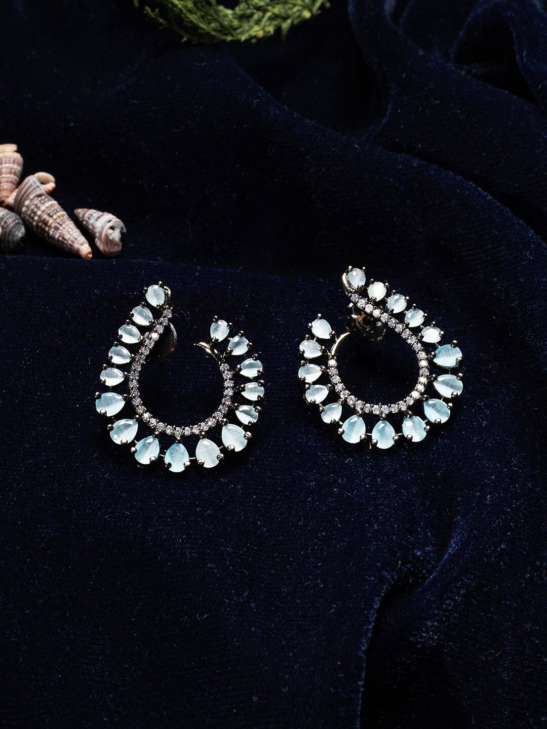 justpeachy Sea Green Contemporary Studs Earrings