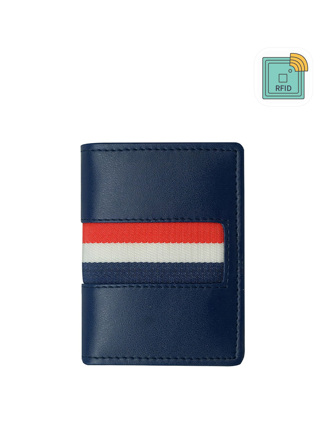 GREEN DRAGONFLY Navy Blue & Red PU Card Holder
