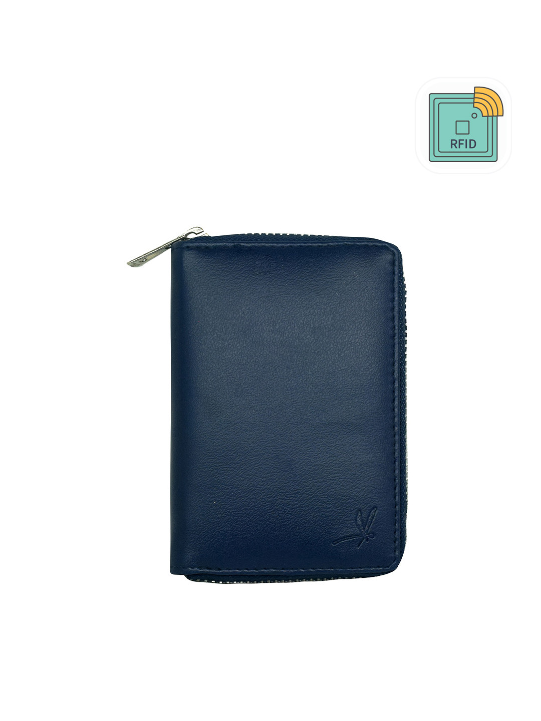 GREEN DRAGONFLY Navy Blue Zip Detail PU Zip Around Wallet