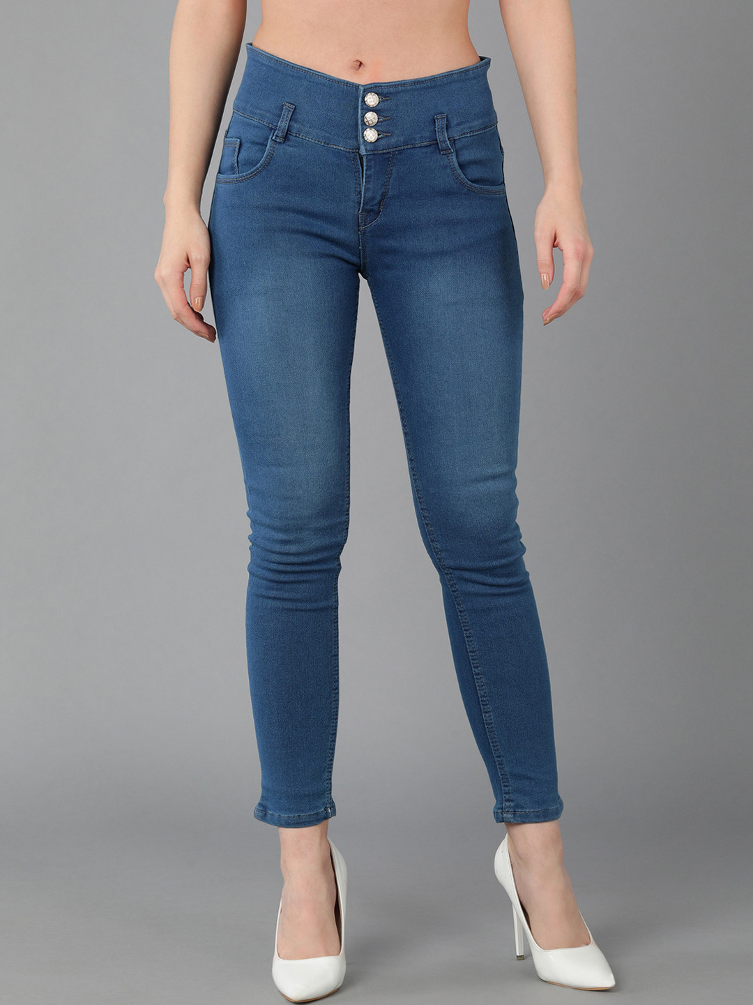 A-Okay Women Blue Skinny Fit High-Rise Stretchable Jeans