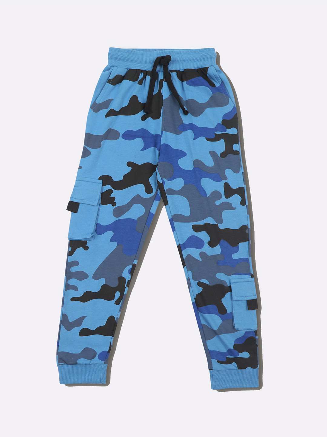 Jumping Joey Boys Blue Printed Cotton Joggers