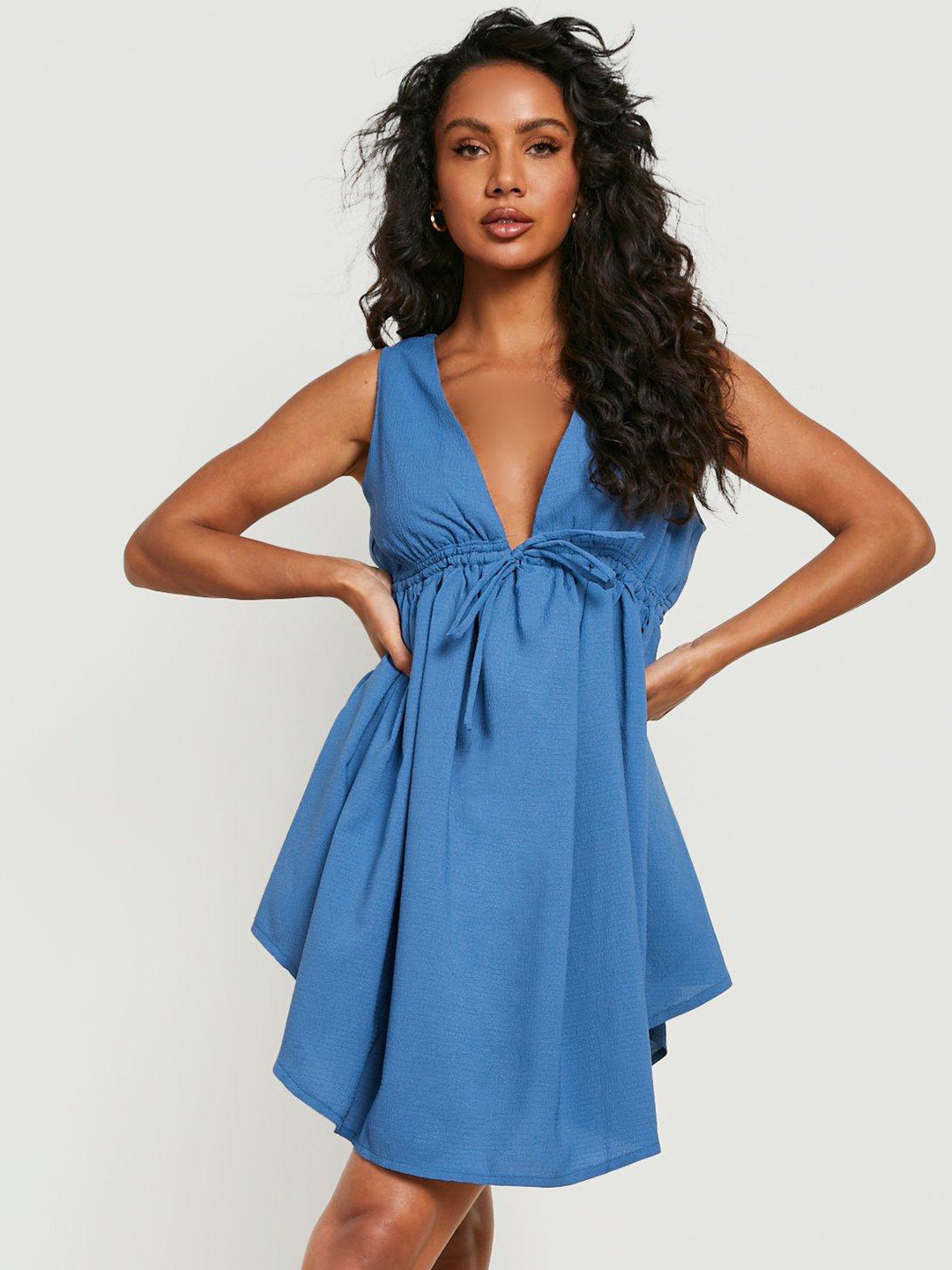Boohoo Textured Effect Mini Skater Dress