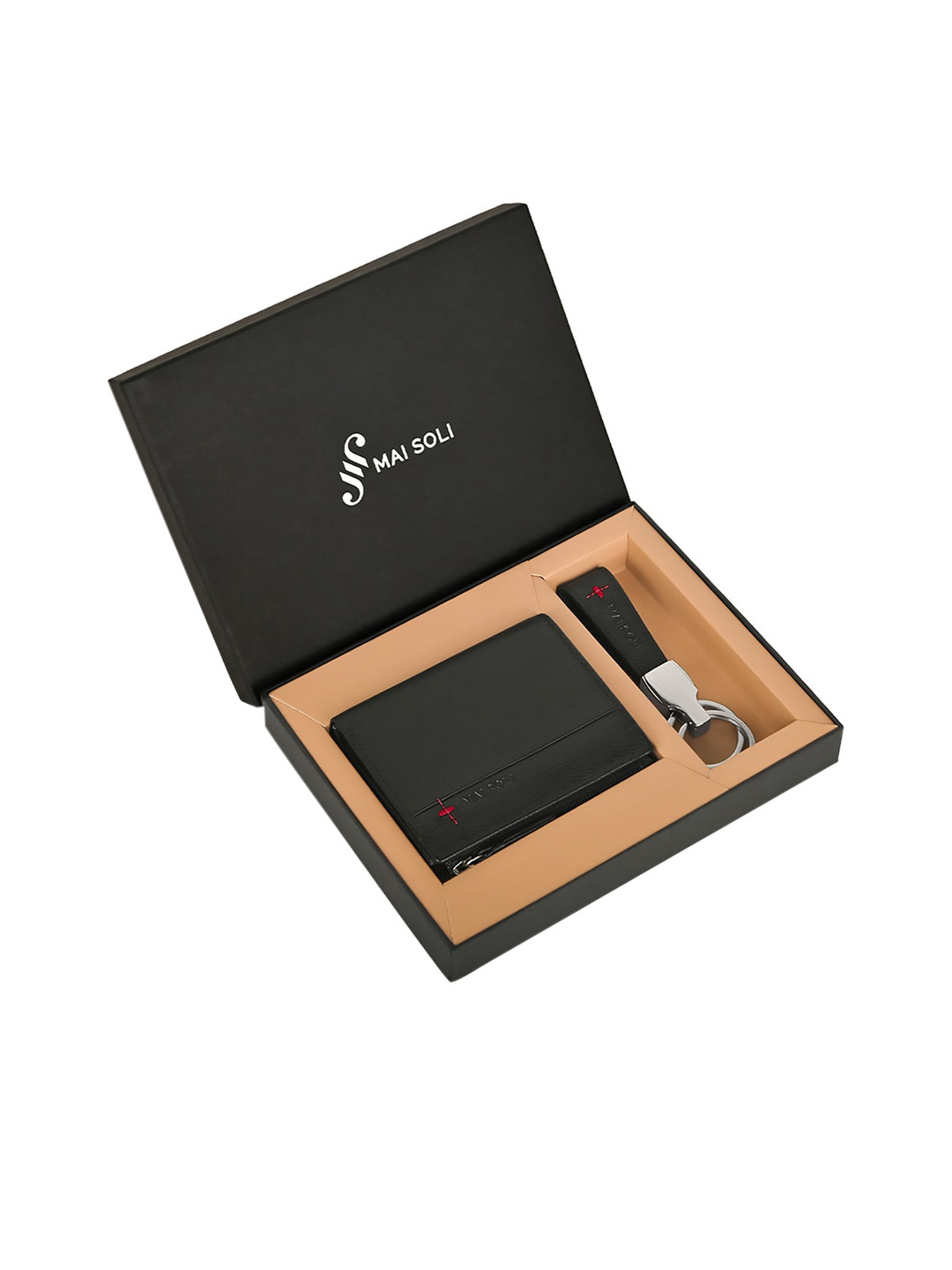 MAI SOLI Men Neo Genuine Leather RFID Protected Zip Wallet & Key Ring Gift Set