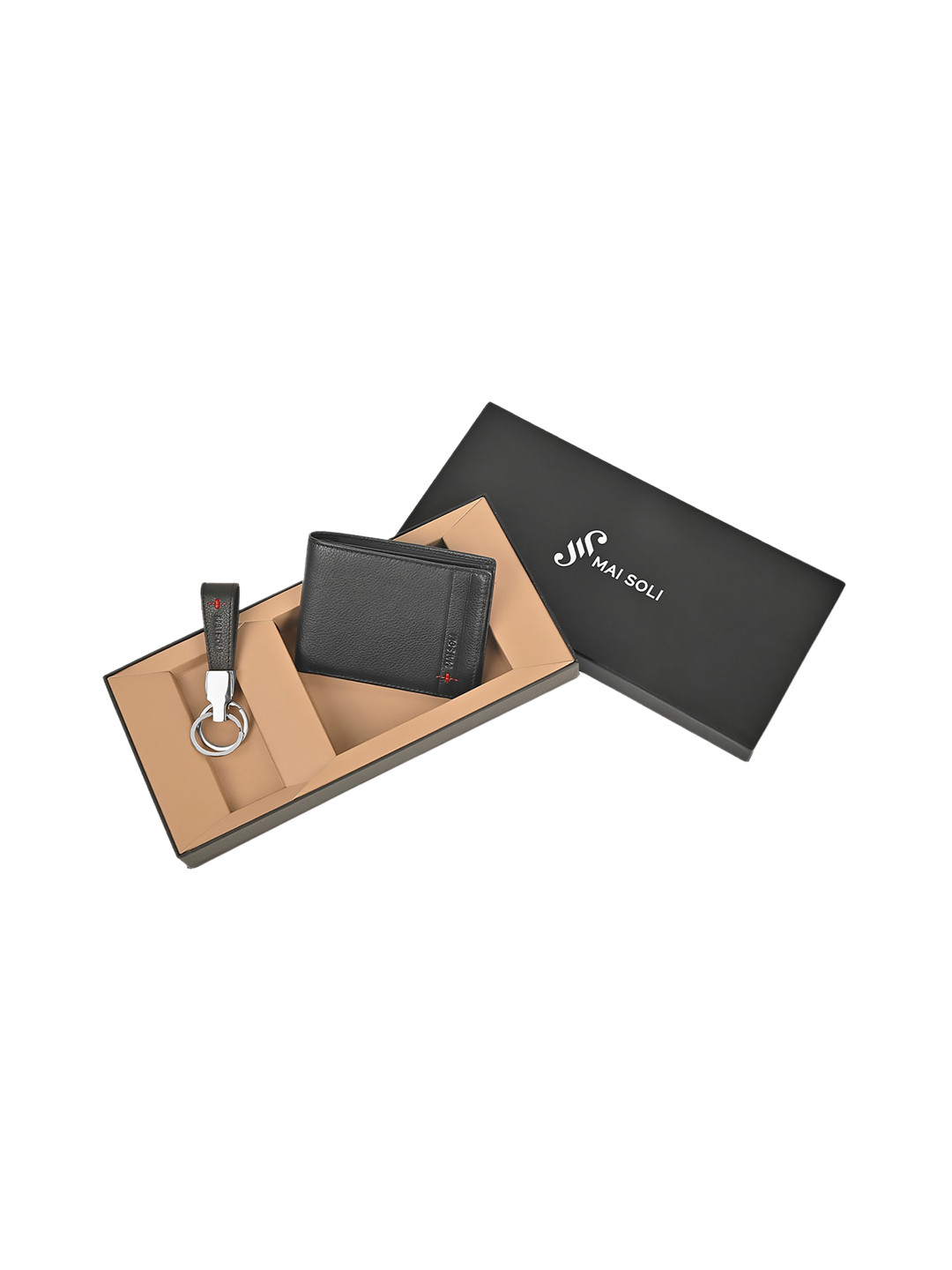 MAI SOLI Men Neo Genuine Leather RFID Protected Two Fold Wallet & Key Ring Gift Set
