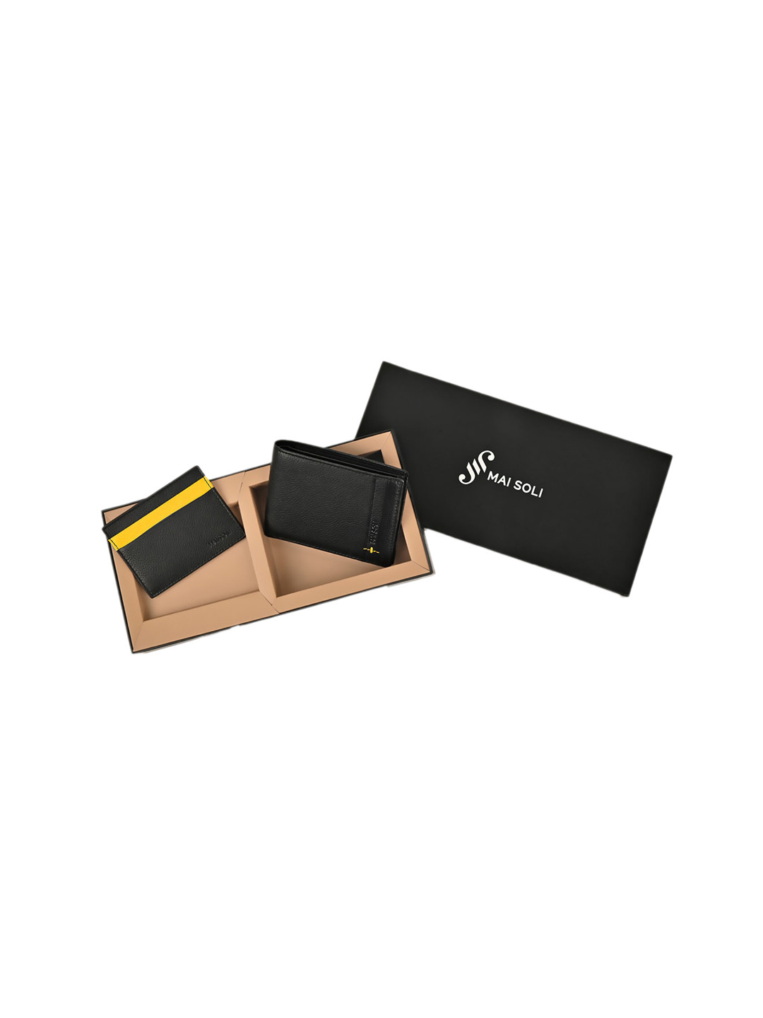 MAI SOLI Men Neo Genuine Leather RFID Protected Two Fold Wallet & Card Holder Gift Set