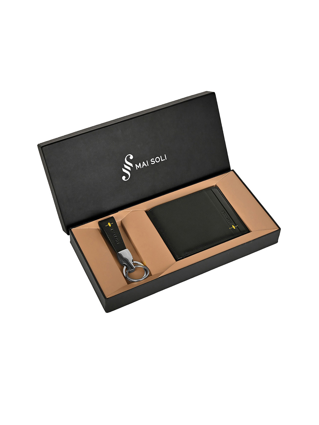 MAI SOLI Men Neo Genuine Leather RFID Protected Two Fold Wallet & Key Ring Gift Set