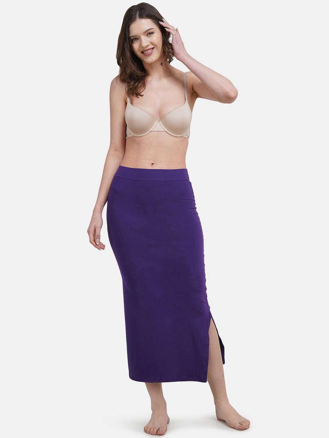 Hill Islands Premium Purple Cotton Saree Shapewear