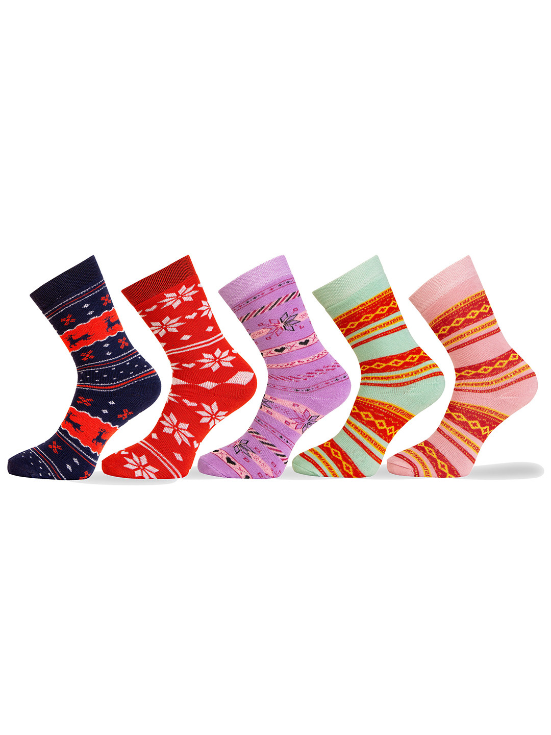 RC. ROYAL CLASS Kids Pack Of 5 Calf Length Acrylic Wool Socks