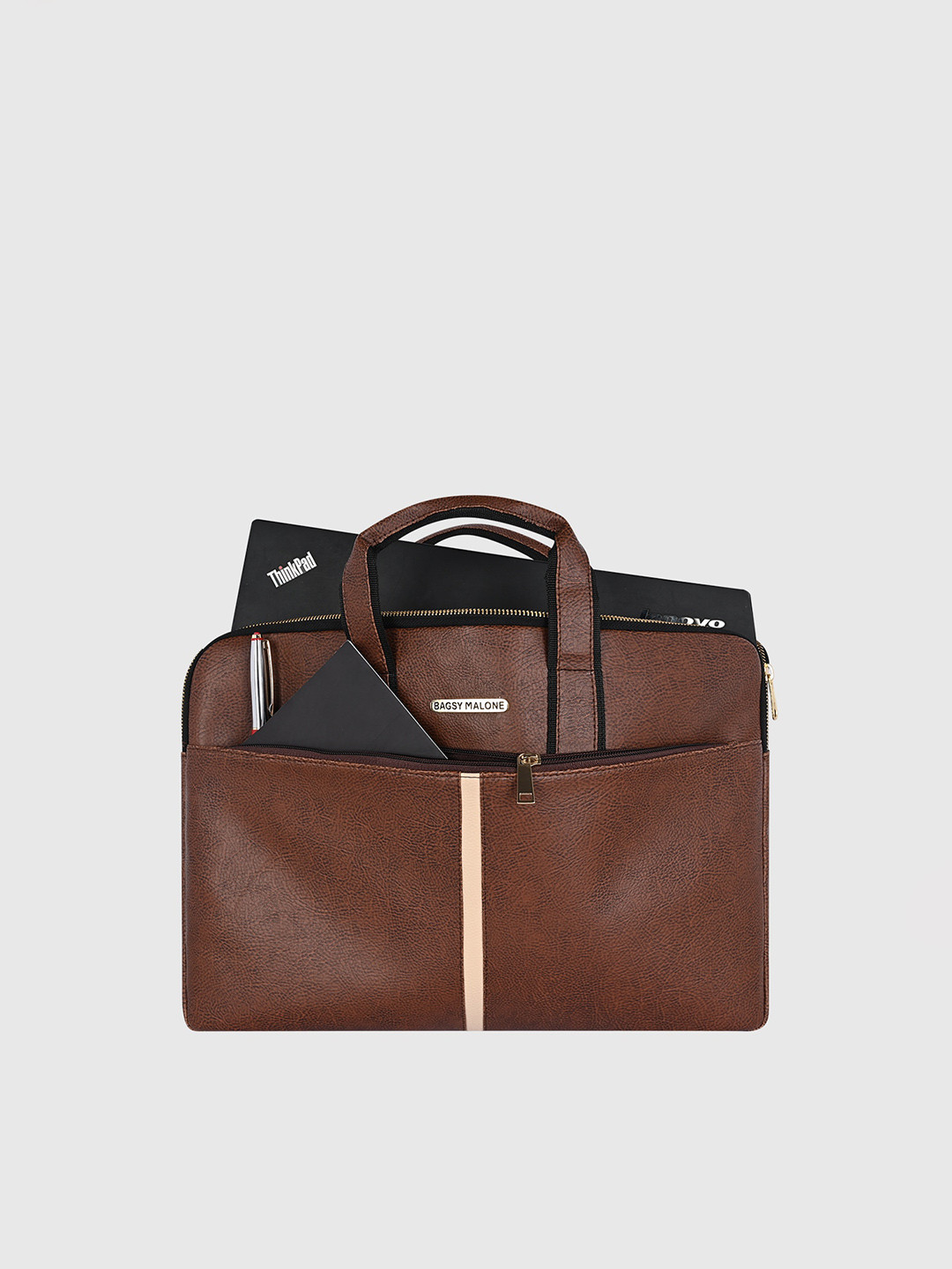 Bagsy Malone Unisex Brown PU Laptop Bag