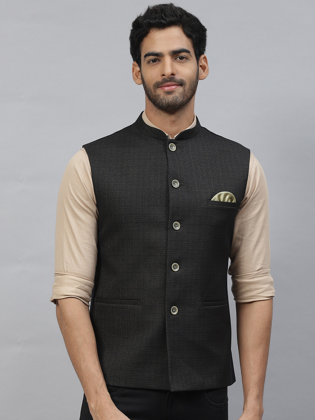 ESSAS club Men Nehru Jacket with Pocket Square