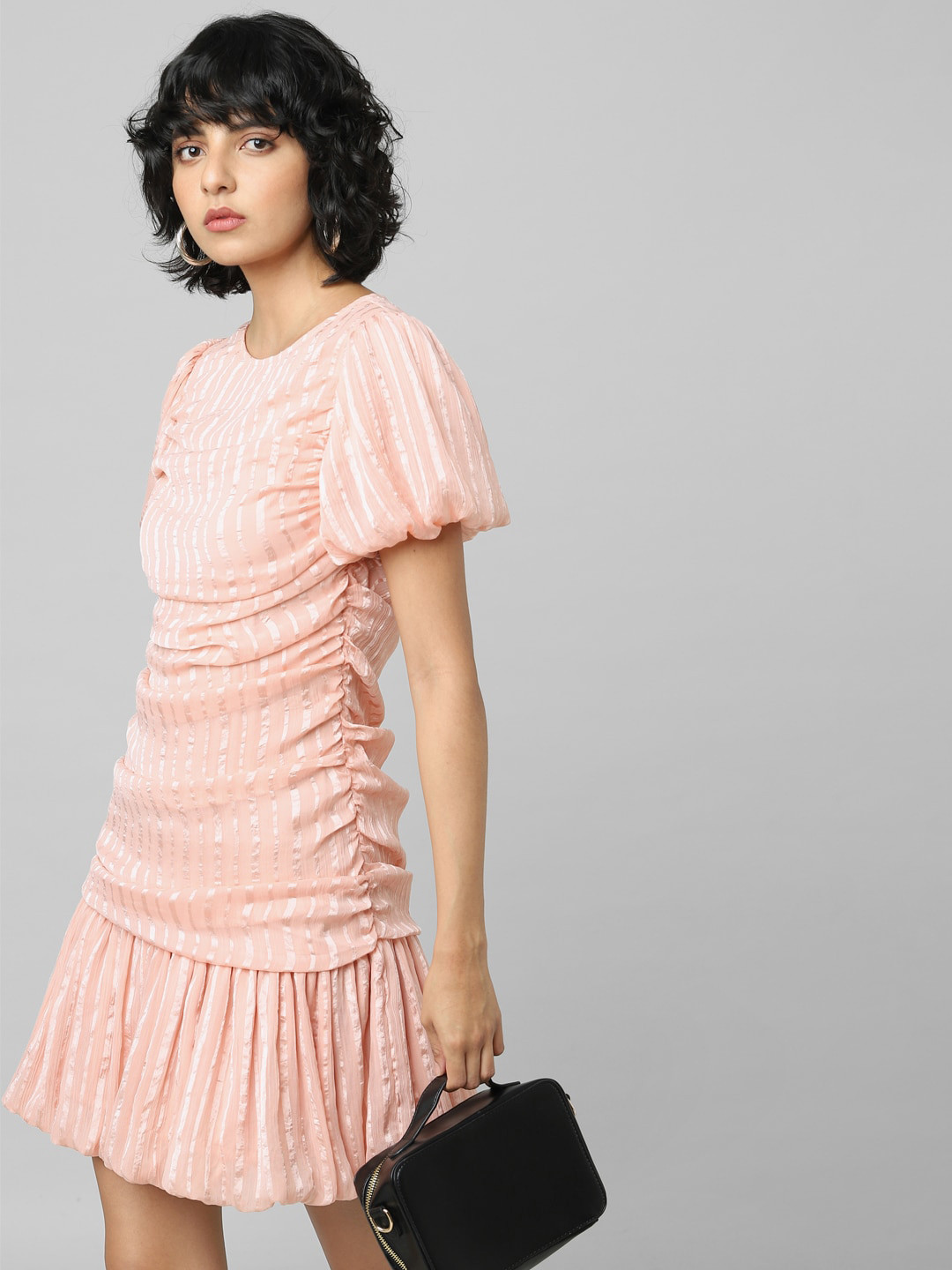 ONLY Peach-Coloured Drop-Waist Dress