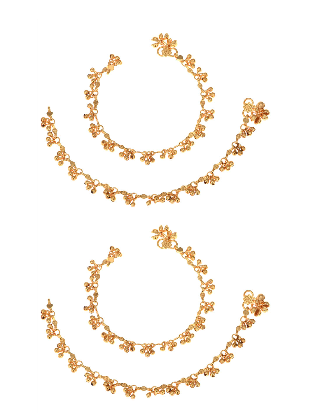 AanyaCentric Gold-Plated & Gold -Toned Beaded Anklets