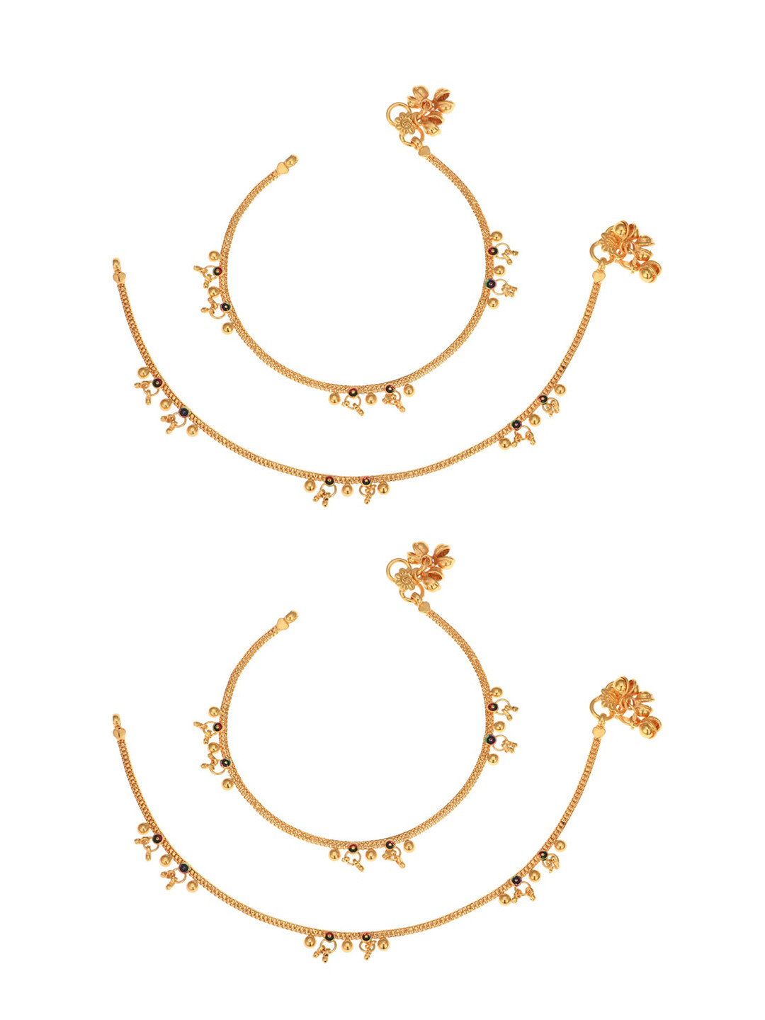 AanyaCentric Set of 2 Gold-Plated Designer Anklet