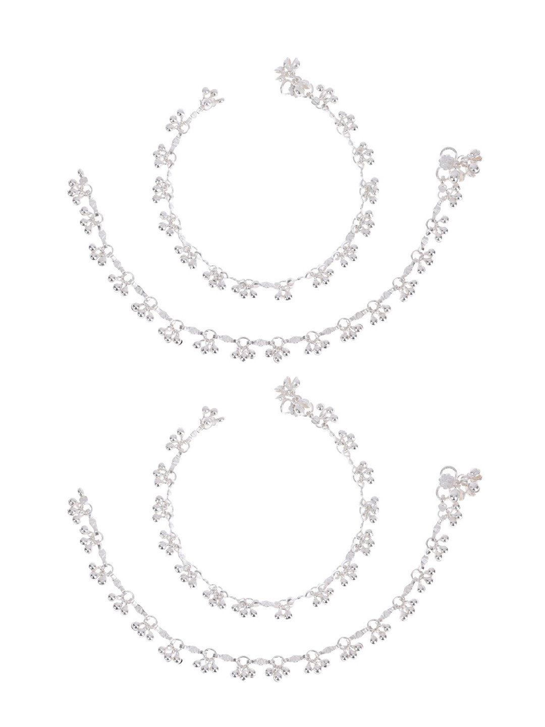 AanyaCentric Set Of 2 Silver-Plated & White Anklets