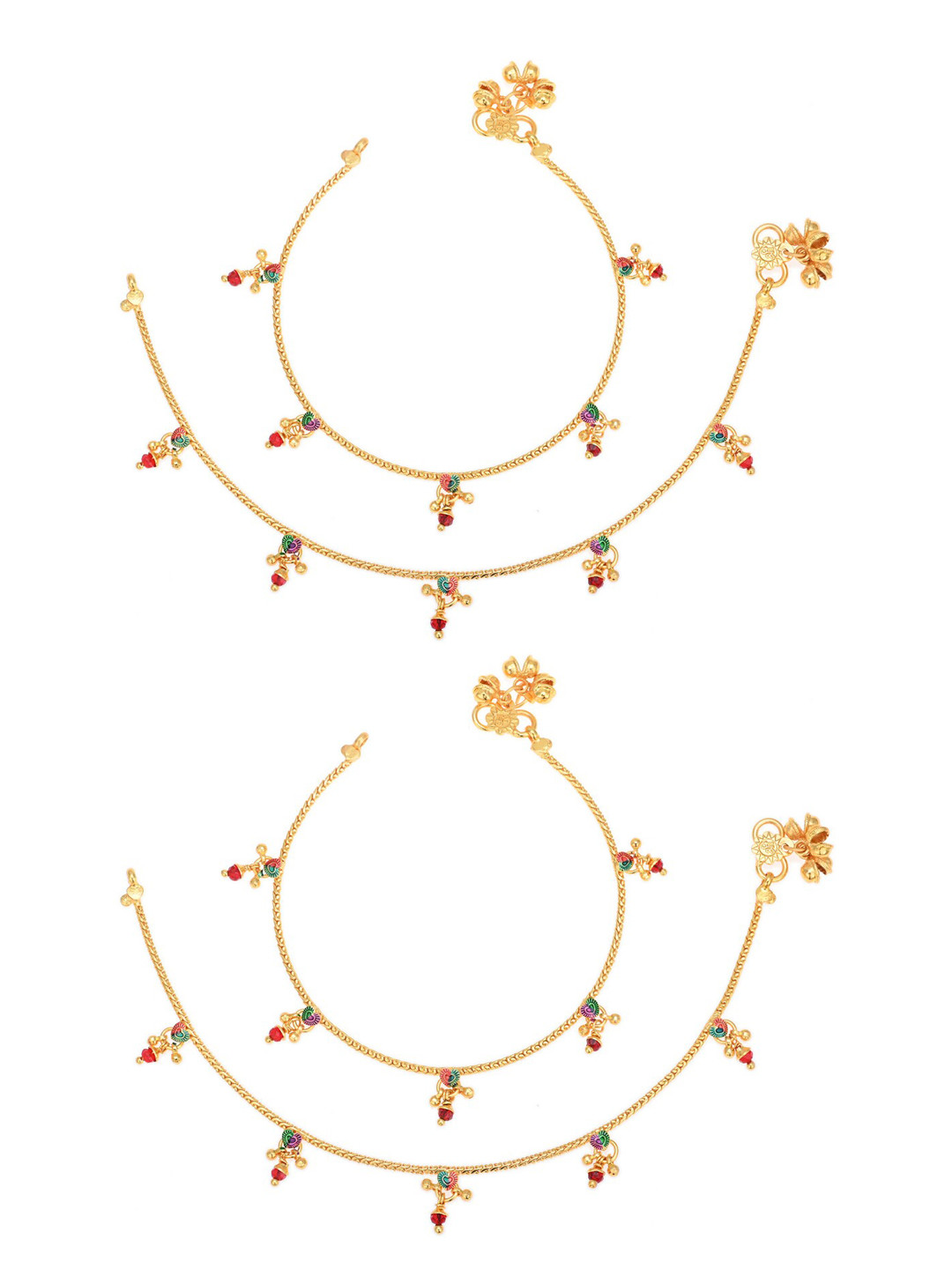 AanyaCentric Set of 4 Gold-Plated Designer Anklet