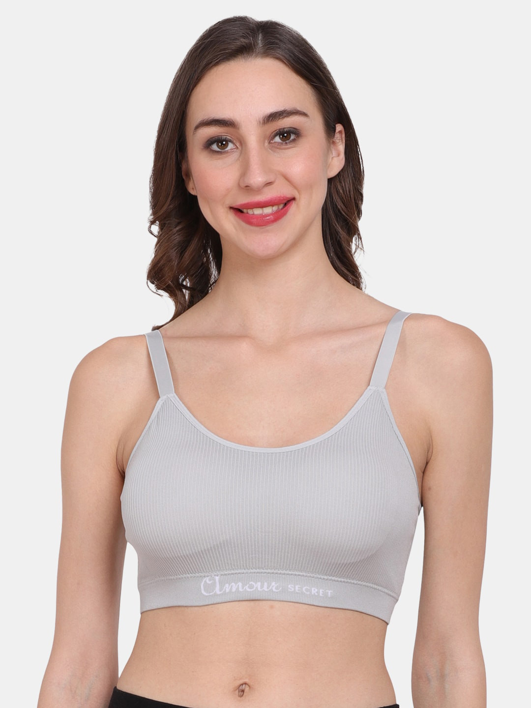 Amour Secret Grey Removable Lightly Padded Anti Odour Sports Bra