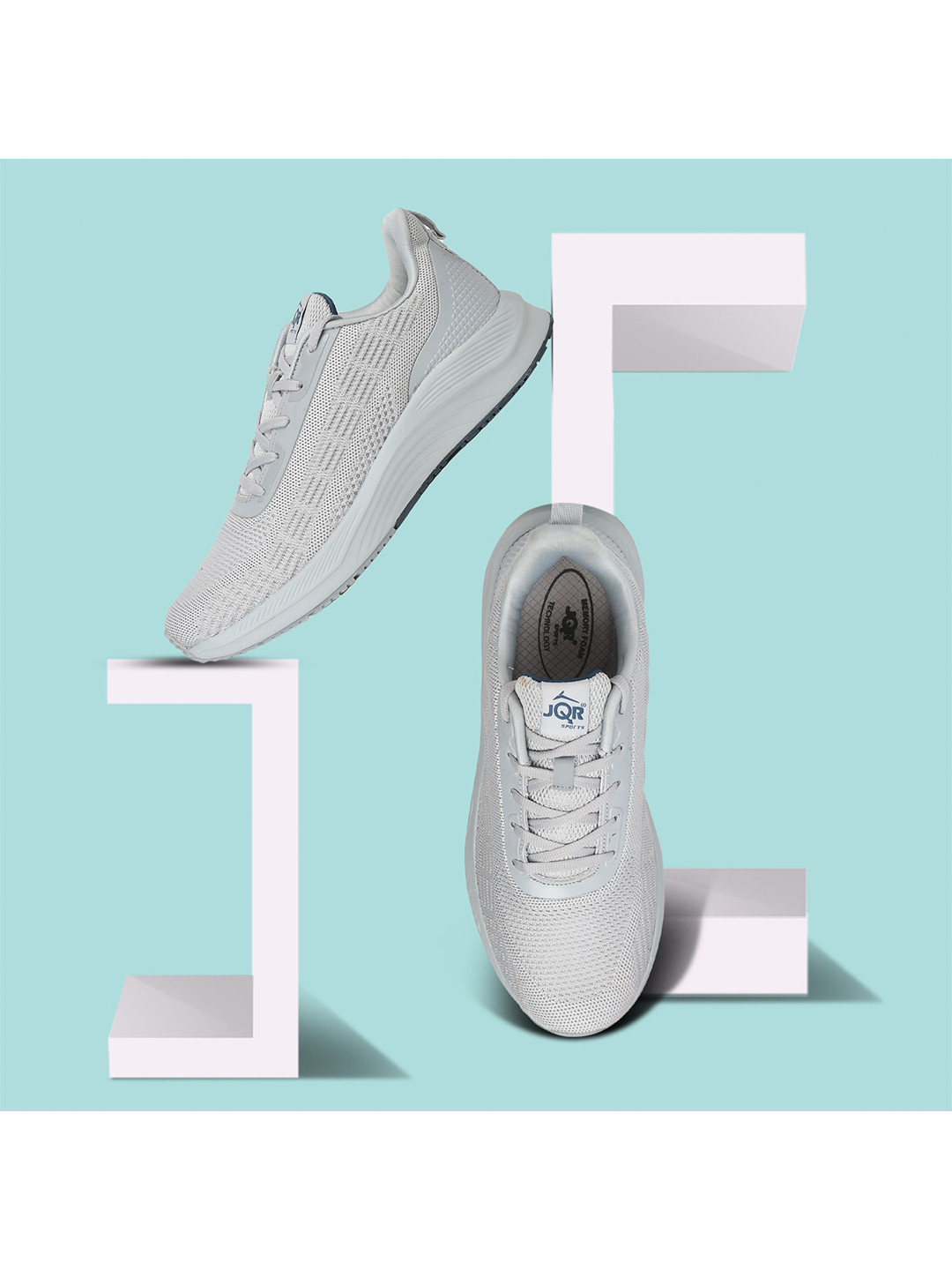 JQR Men 2020 Grey Mesh Running Shoes