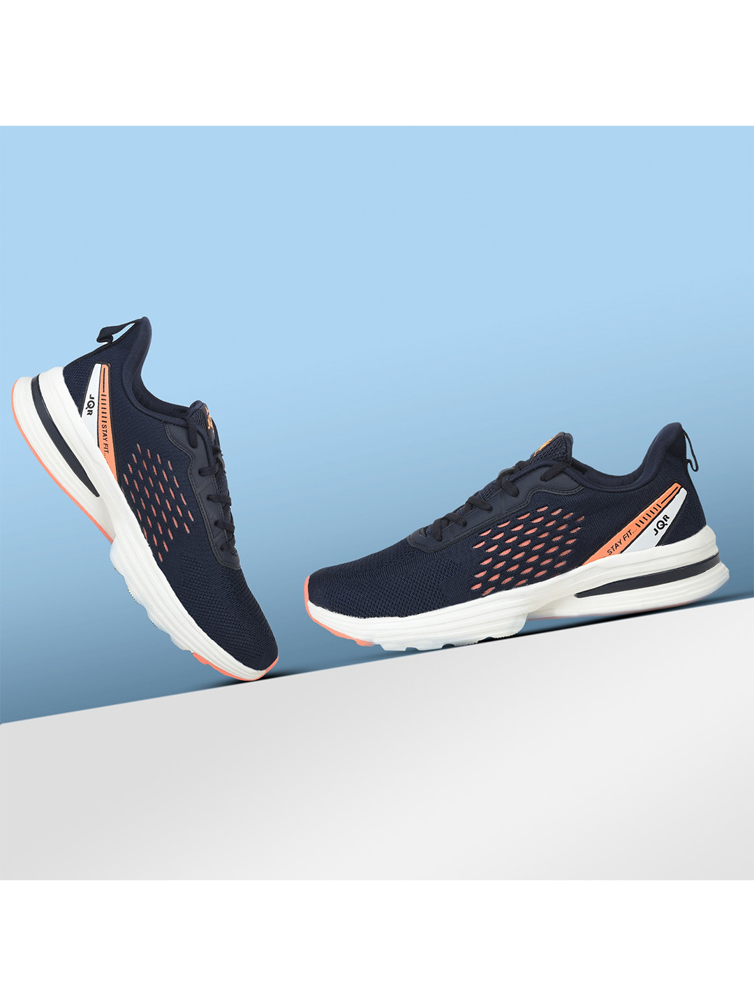 JQR Men AEROPLANE Navy Blue Mesh Running Shoes