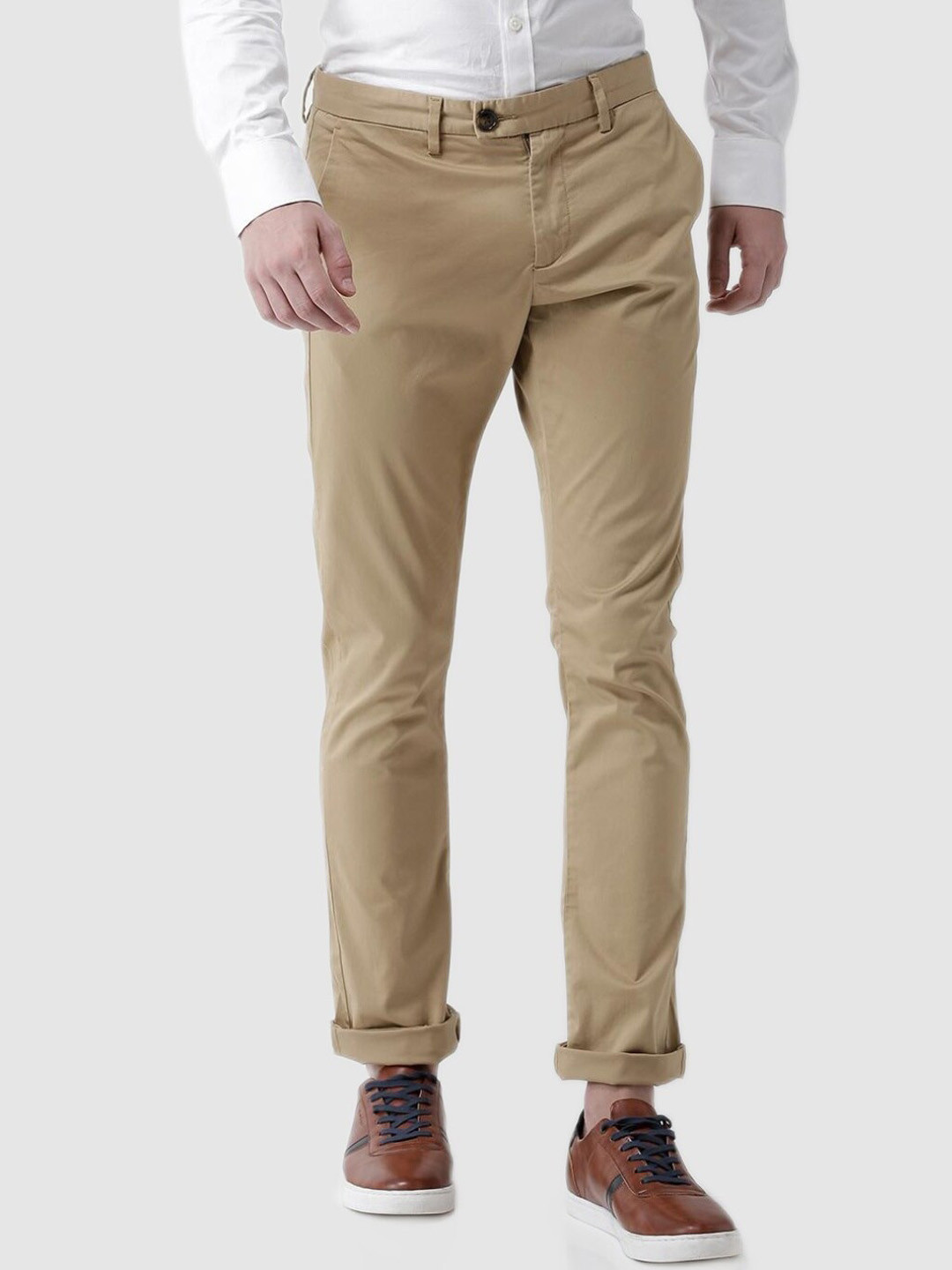 Celio Men Khaki Classic Chinos Trousers